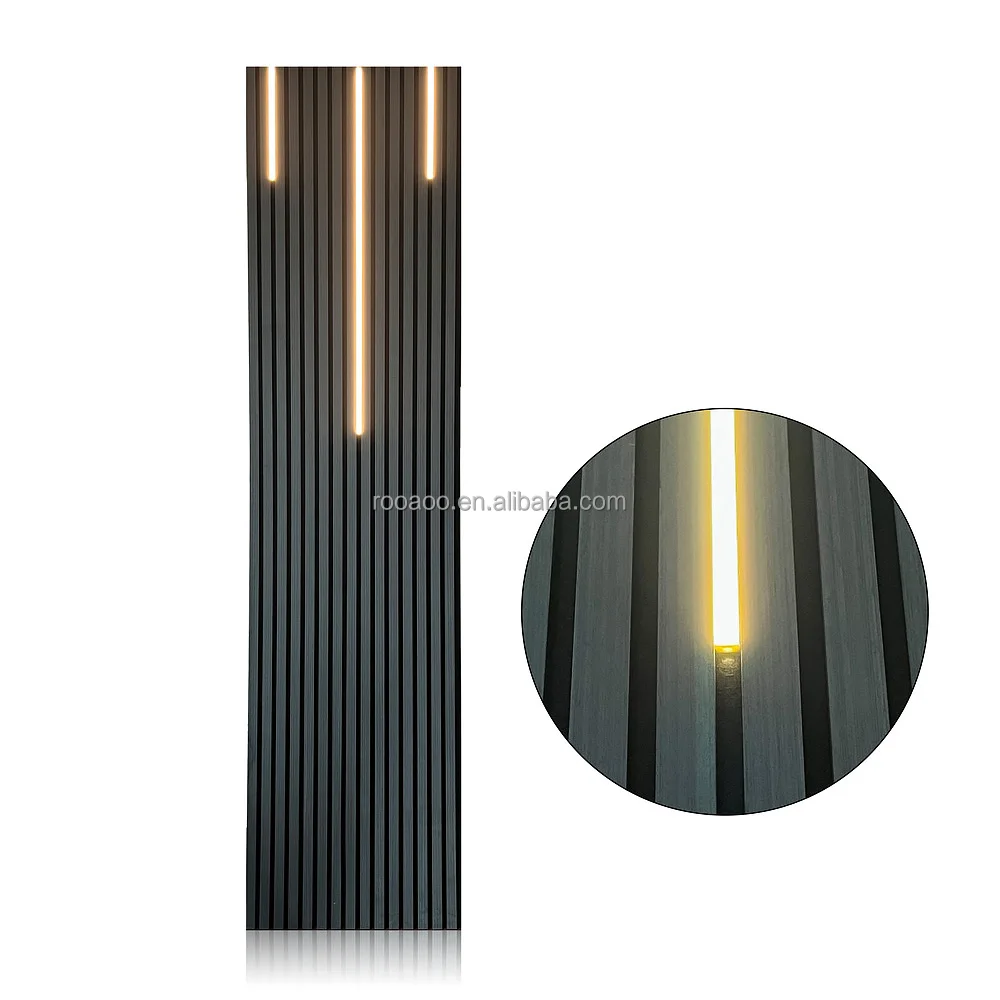 Natural Wood and PVC Veneer Acoustic Panels Design MDF Wood Slat Wall Akupanels Acoustic Wood Panels Sound Proof with LED Strip