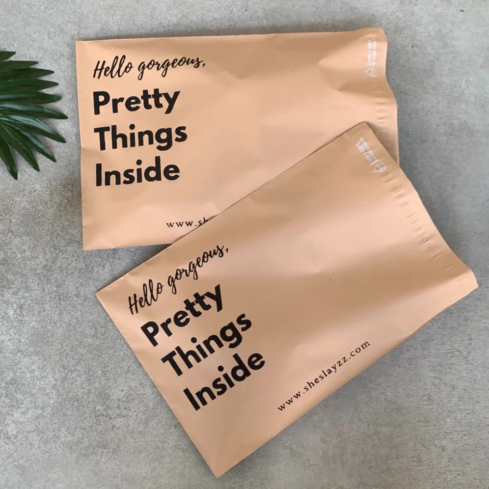custom print logo biodegradable postage polythene courier polymailer poly mailers shipping mailing bags for packaging clothes