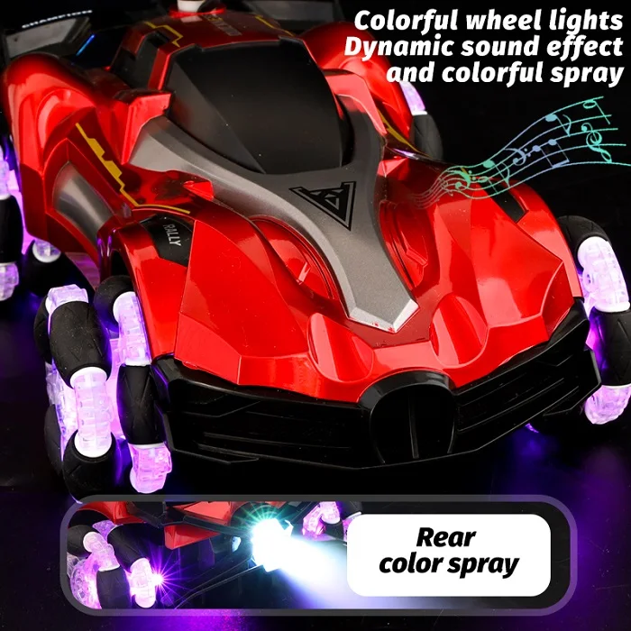 Remote Control 4wd Drive Light Spray Car 1:12 RC Drift Racing Car Tail Water Smoke Jet Toy Vehicle With Music