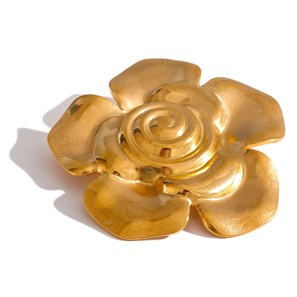 JINYOU 3962 Factory wholesale fashion rose molding stainless steel women breastpin waterproof 18K gold brooch for clothing