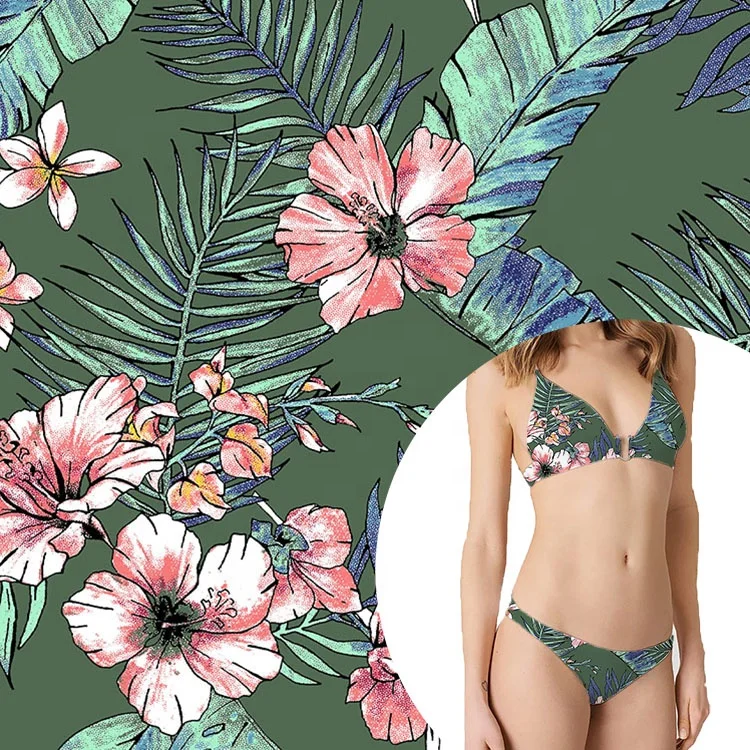 econyl swimwear athletic knit angel print luxury floral nylon polyester spandex fabric
