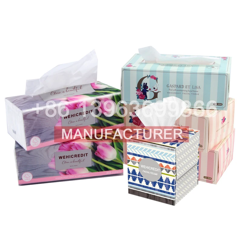 Customized pack 1 2 3 4 ply 1ply 2ply 3ply 4ply christmas printed facial tissue manufacturer