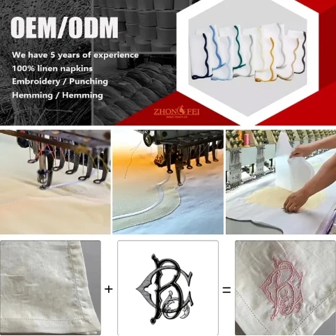 High Quality Custom Linen Embroidered Napkin Washable Table Cloth for Family Family Dinner Wedding Party
