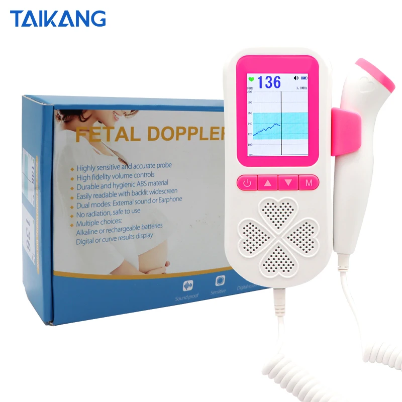  Color TFT Screen Display Ultrasound Pocket Doopler Fetal Heart Sound Monitor Hand Hold Pregnant
