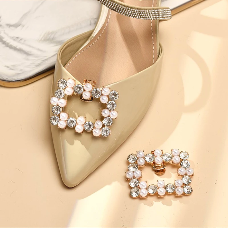 Wholesale Shoe Accessories Crystal Bow Shoe Clips Removable Buckle For Women Shoes