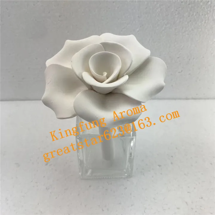 Hot Sell Ceramic Aroma Scent  Clay  Stone Ceramic Flower Diffuser Glass Bottle Reed Air Freshener