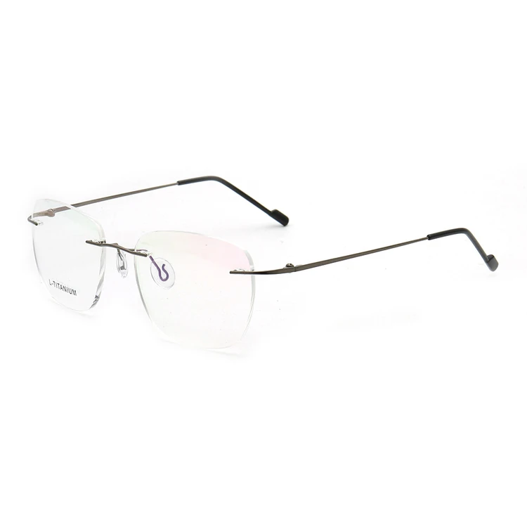 6044 new design high quality memory  titanium rimless eye wear anti blue light glasses optical frame