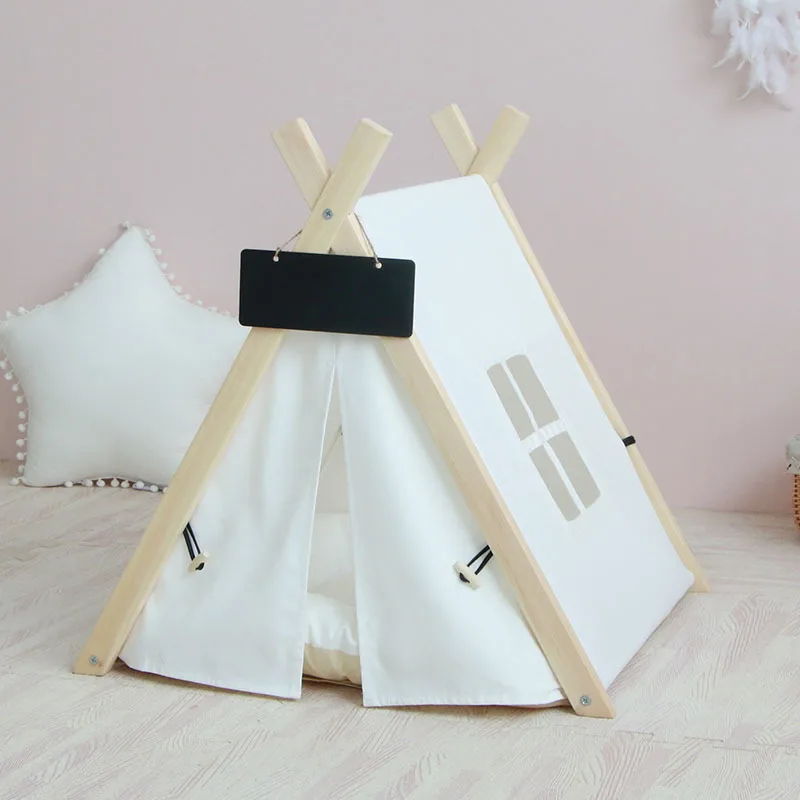 Wholesale Pet Teepee Dog Canvas Cat Bed Portable Dog Teepee Tents Washable Pet Houses