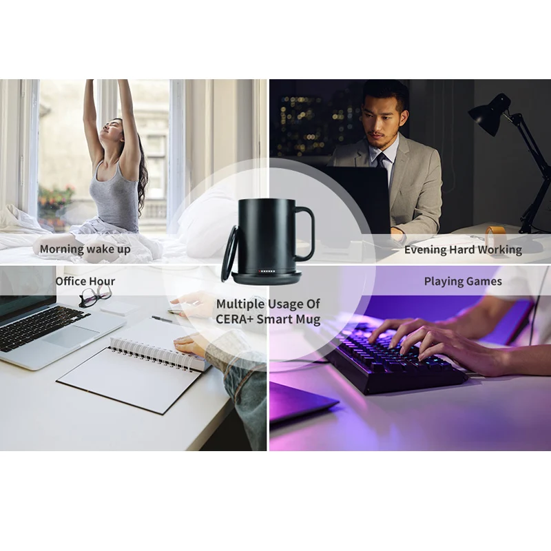 Gift promotion group buying No minimum order quantity Self Heating Electric Mug Vacuum  Modern Smart Mug with Bluetooth