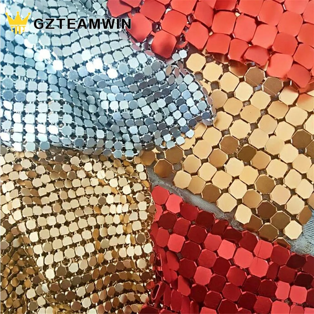 Custom Shinning 6MM Environmentally Friendly Metallic Fabric Silver Sequin Aluminum Mesh Fabric For Dress