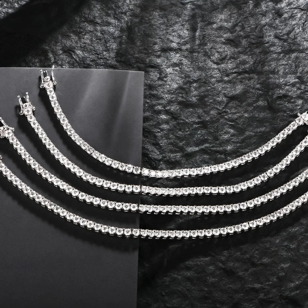 Cheap Price 2MM 3MM 4MM 5MM 6.5MM Classic Necklace 925 Silver white Moissanite Mens Chains Fine Jewelry Tennis Bracelet