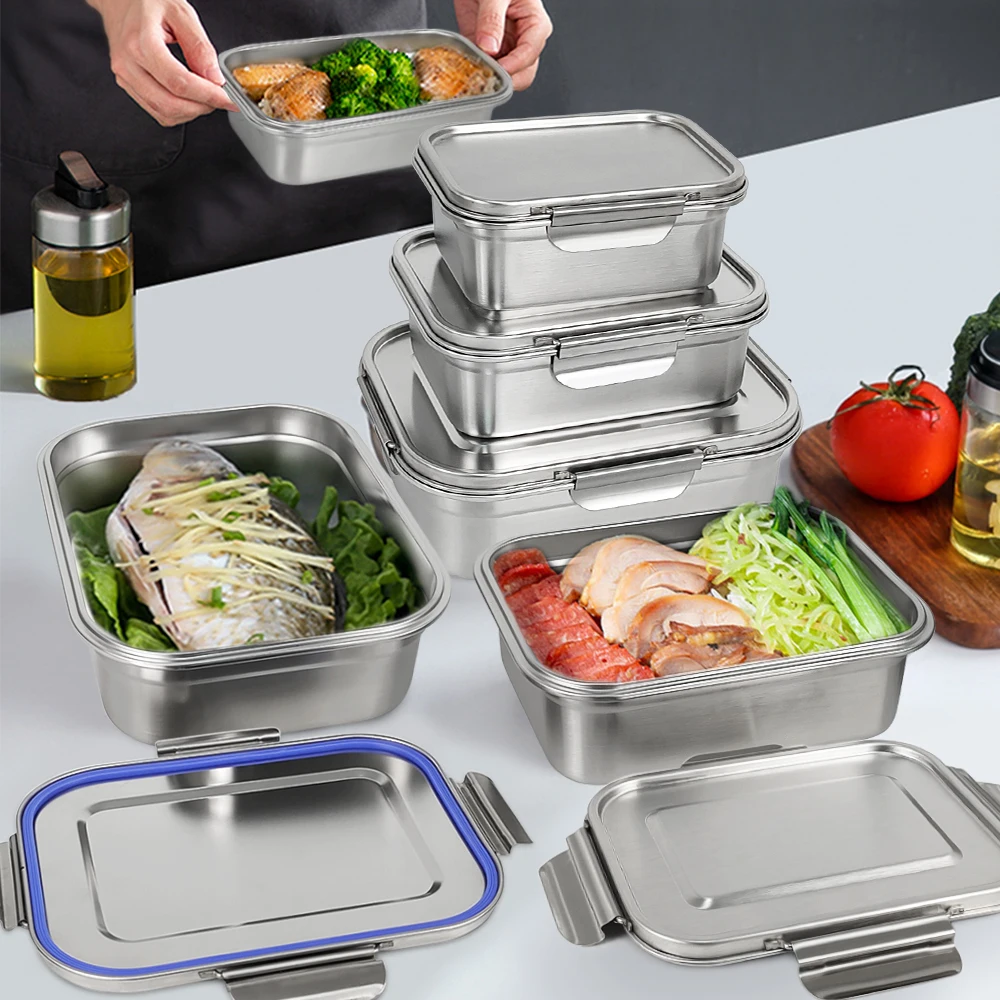 Lihong Stainless steel lunch box for school bento tiffin box containers double/four seal buckle 304 steel tiffin box for kids