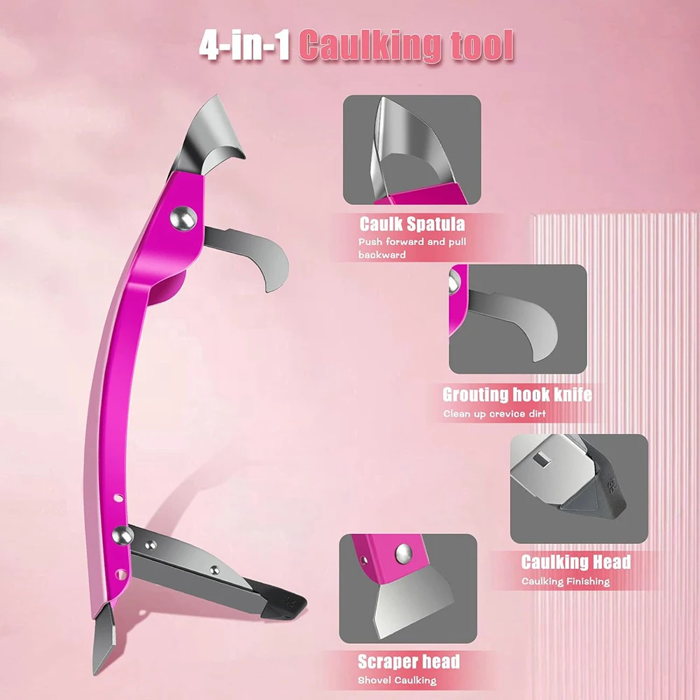 New Factory sales 4 in 1 Sealant Finishing Tool Stainless Steel Caulk Remover Tool with 5 Silicone Squeegee set