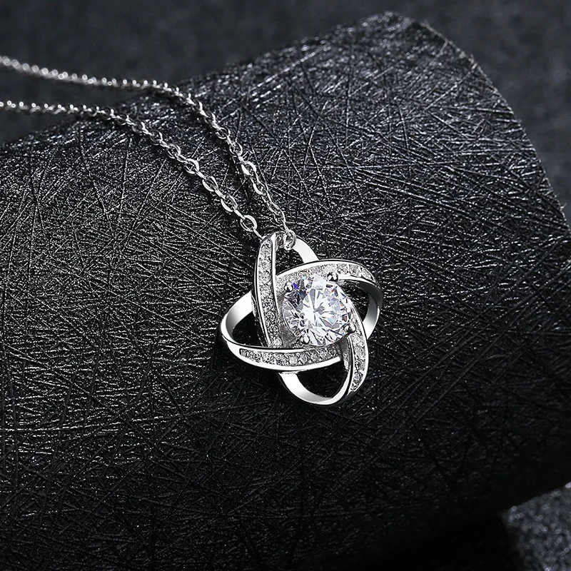 High-Quality 925 Sterling Silver Necklace Luxury Zircon Crystal Gemstone Pendant for Women