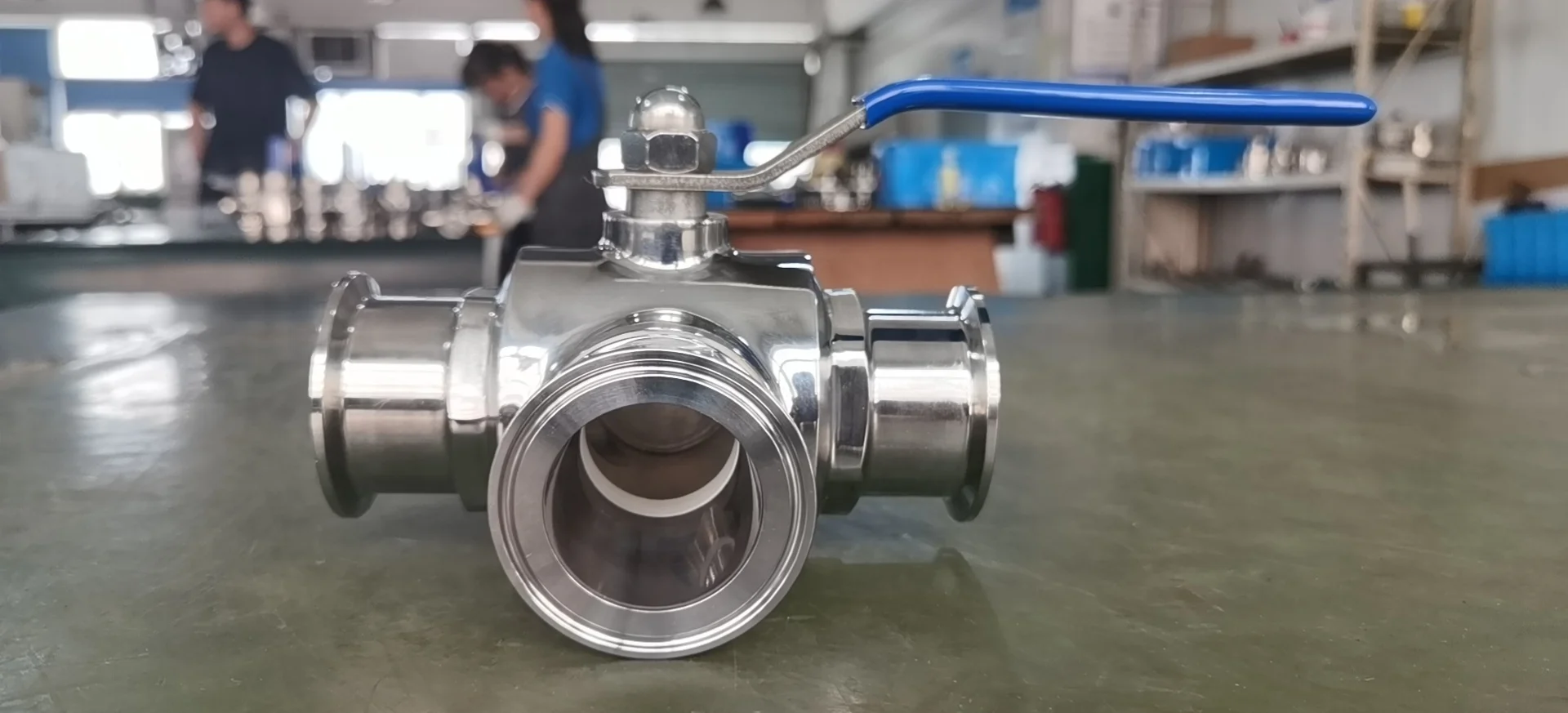 Stainless Steel  L Type DIN Series Sanitary Tri Clamp 3-Way ball Valve