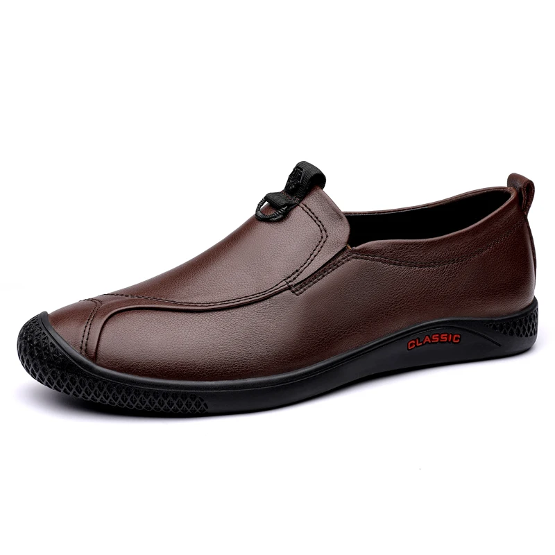 Soft Sole Slip-On Man Classic Mature Loafers Leather Shoes Italian Stylish Men Leather Driving Shoes