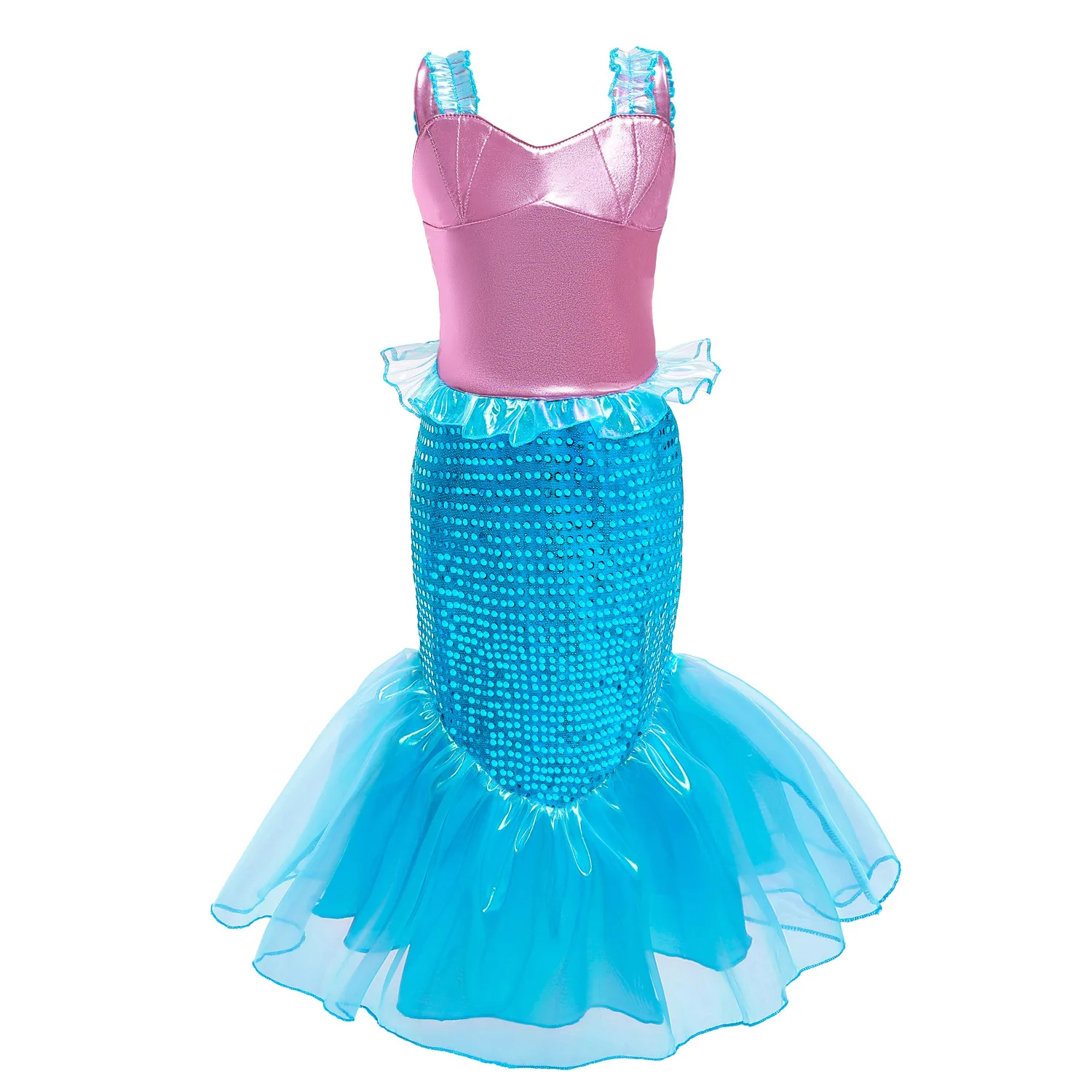 Оптовая продажа; Рождественское голубое платье русалки; Одежда для детей; Костюмы на день рождения для девочек; Детская одежда