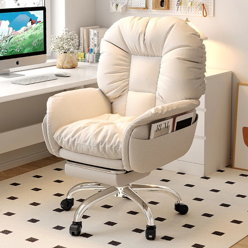 2024 YOUTAI best selling cloud white fabric reclining ergonomic swivel chair for office