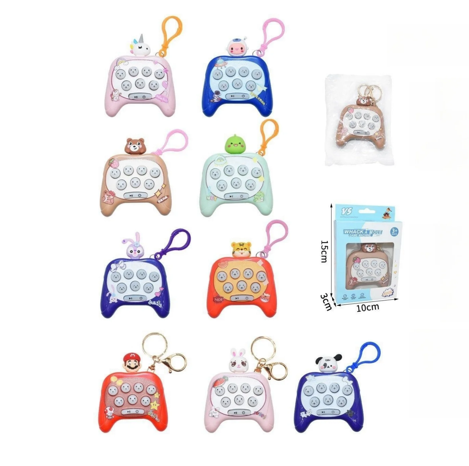 2023 Hot Sale Mini Handheld Pop It Game Children Popular Toys Light Music Speed Push  Toy Colorful Cute Animal Style Mini Game