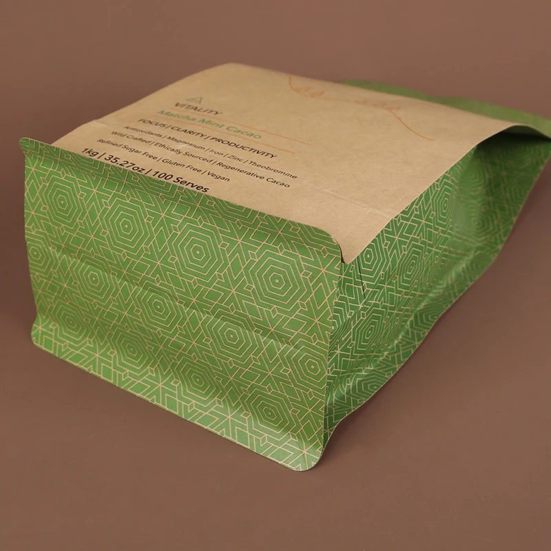 Custom logo flat bottom zipper bag coffee packaging bag self-sealing coffee pouch with air valve dried fruit packaging