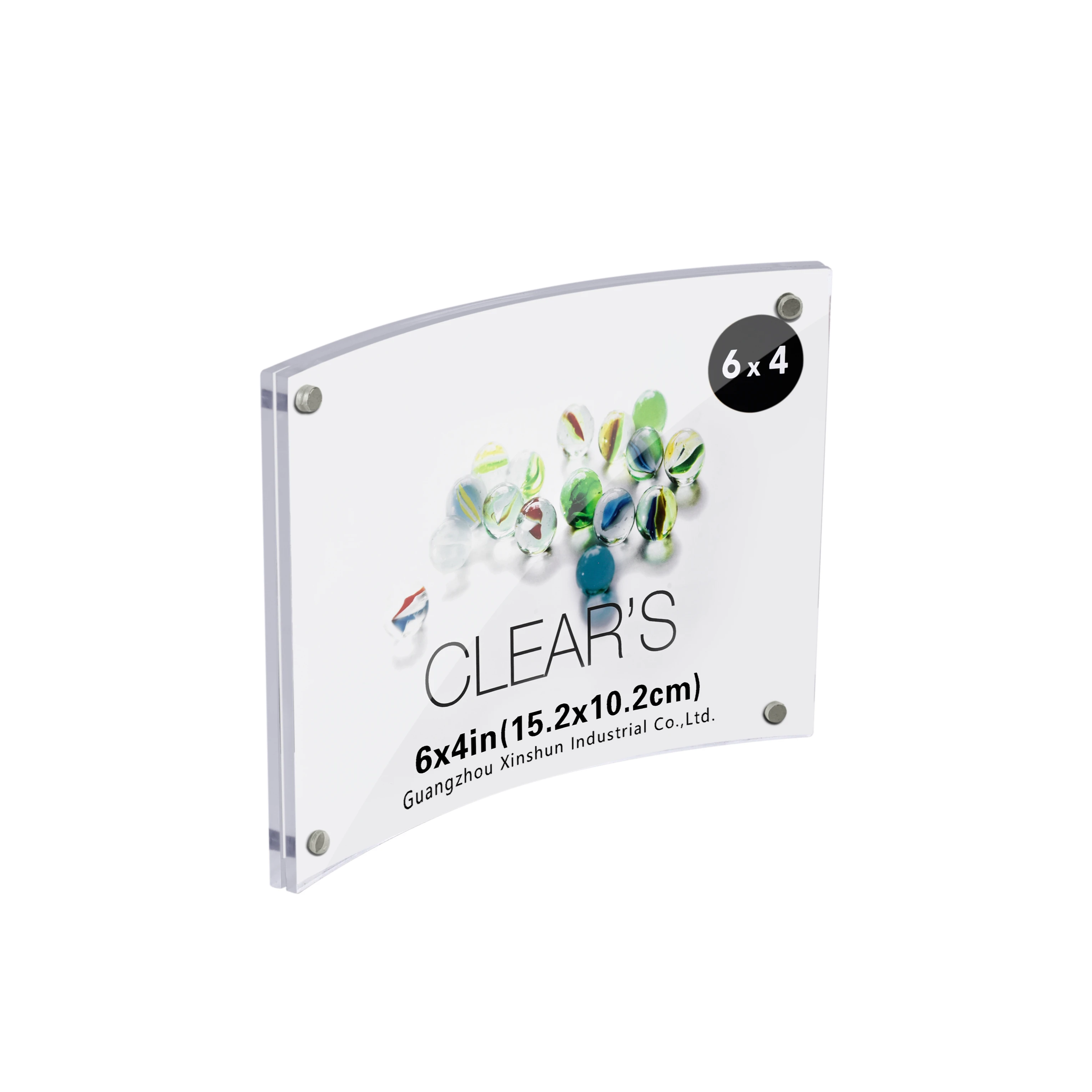 6 x 4 inch Acrylic Magnetic Curved Photo Frame Clear Acrylic Picture Frame for Home and Office Use