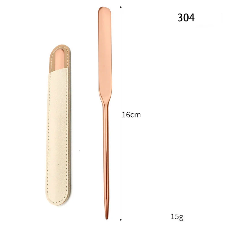 Logo Printing 304 Stainless Steel Cosmetic Makeup Foundation Mixing Polished Stainless Steel Spatula