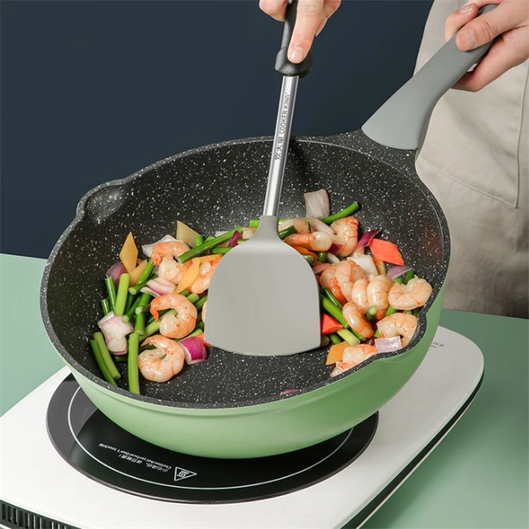 Kitchen Aluminum Alloy Body Cookware Glass Cover Cooking Utensils Gas Burner Stove Cooker Induction Cook Wok Pan
