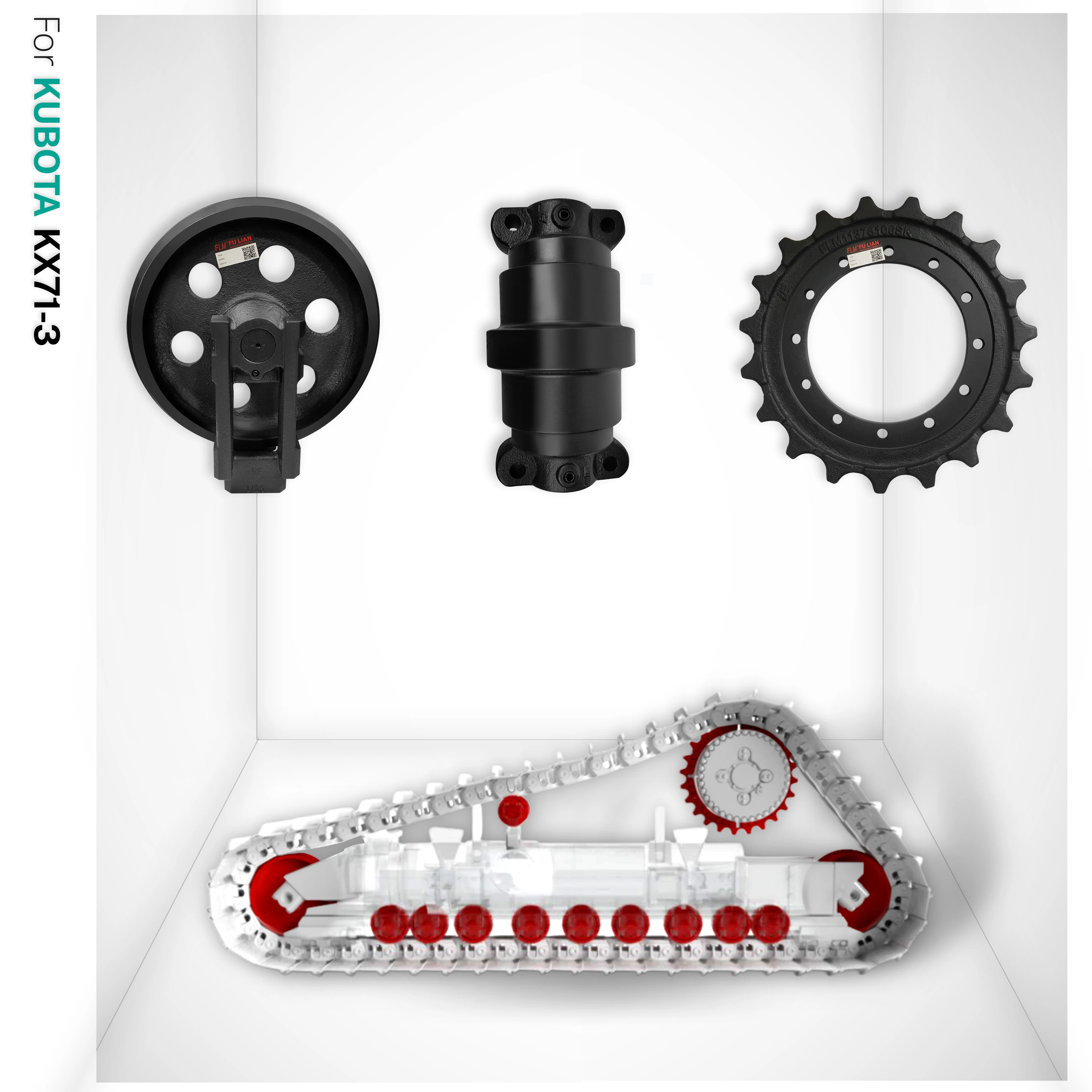 KX080 KX080-4S Undercarriage Parts Idler Track Bottom Roller Sprocket Top Carrier Roller FOR Kubota Mini Excavator
