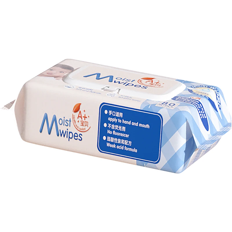 High Quality 80PCS  Non Woven Fabric Baby Cleaning Wipes Pure Water Custom Private Logo Household