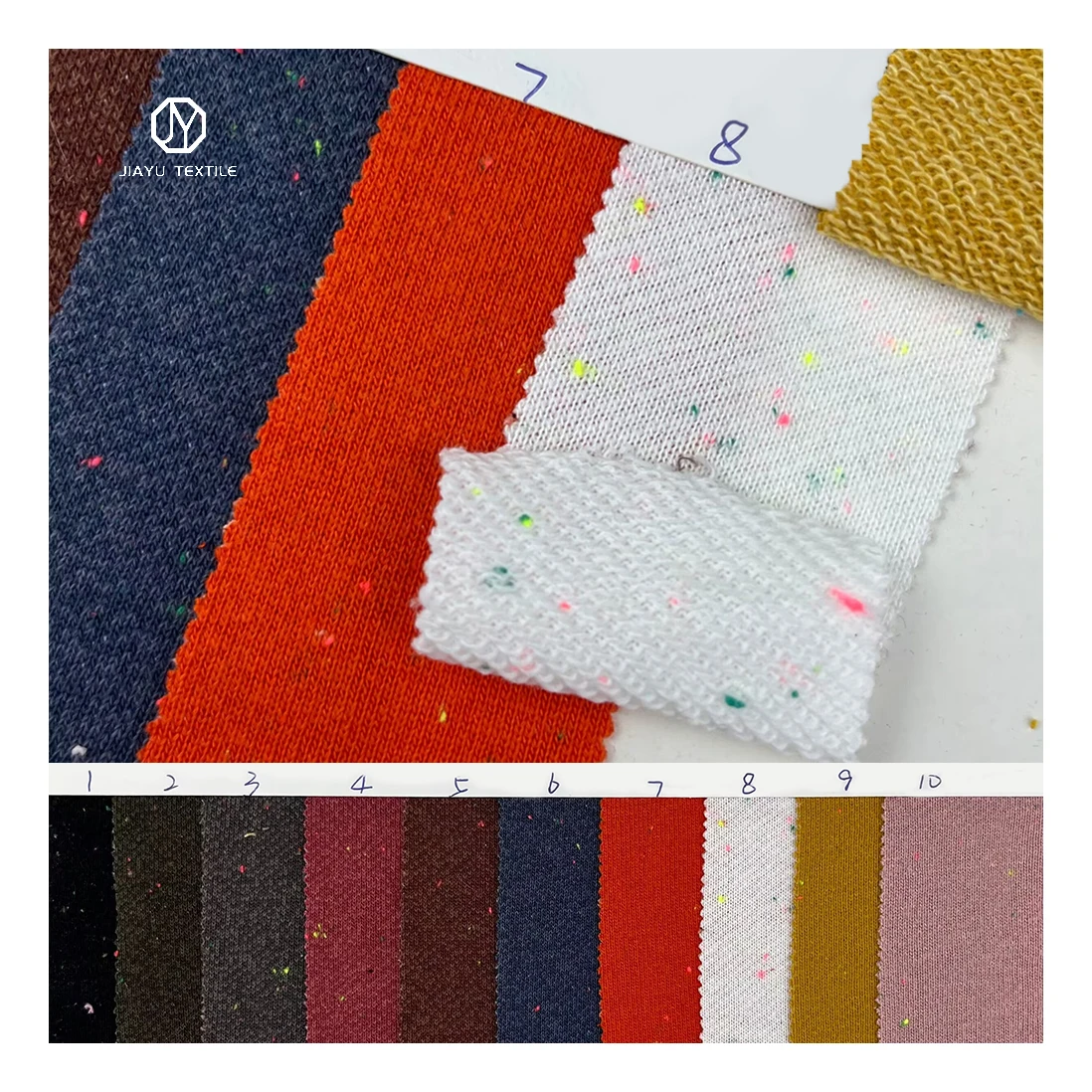 Jiayu 280g Fashion Style Colorful Dot Sweater Fabric 100C organic Cotton Knitted Terry Fabric Factory Price