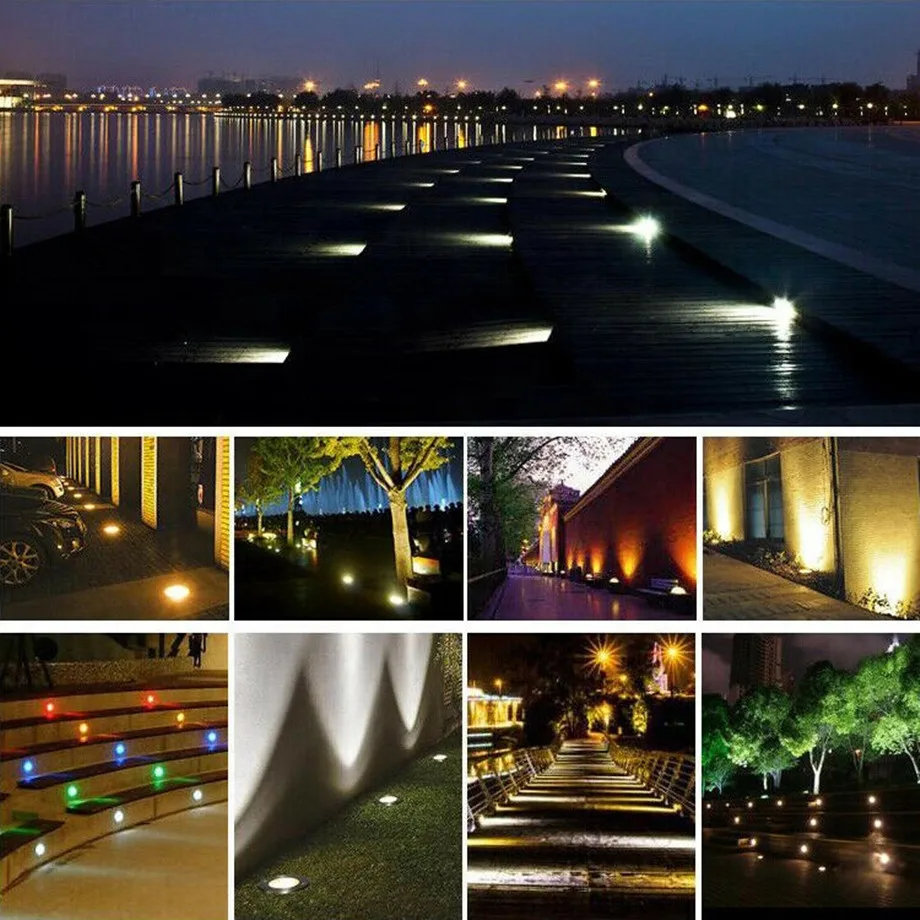 3W 110V RGB LED Buried Underground Light Foot Bulb Stainless Steel Garden Park Plaza Street Ground Lighting Inground Floor Lamp