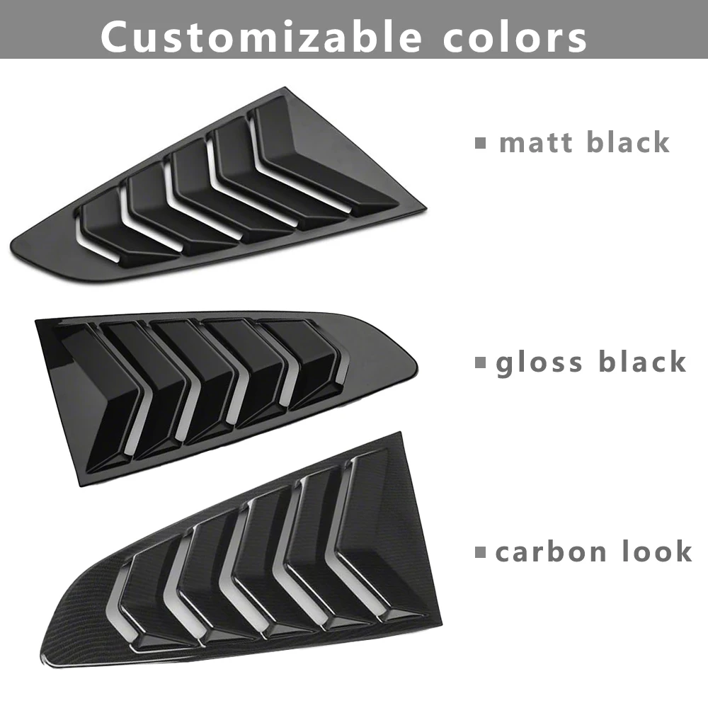 Matte Black Rear Window Louvers For Ford Focus Fiesta MK7 2012-2018