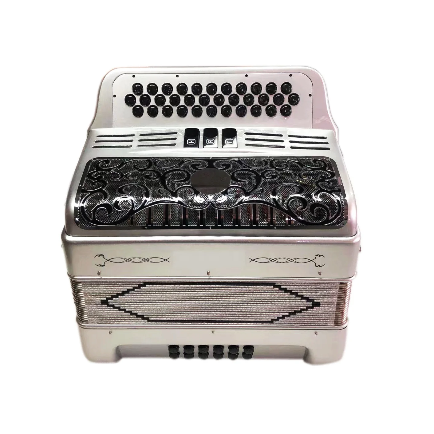 Seasound Factory 34 Buttons 12 Bass 3 Register Silver Student Accordion Accordions Musical JB3412C