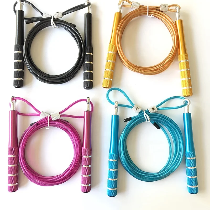 Wholesale Aluminum Alloy Handle Skipping rope Steel cable Rope Speed Aerobic Exercise cross-fit Jump Rope