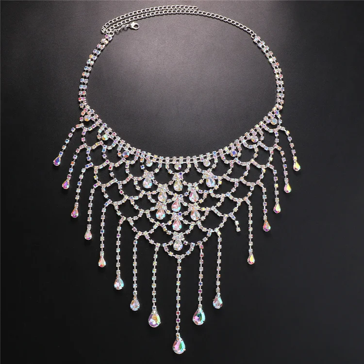 Luxury Ladies Hair Bands Accessories Fashion Party AB Rhinestone Hairpiece AB Diamond Forehead Hair Pieces for Women