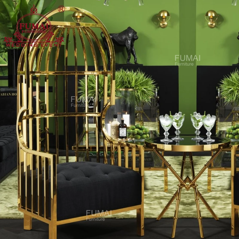
Classical high back throne velvet throne wedding bride groom bird cage chair 