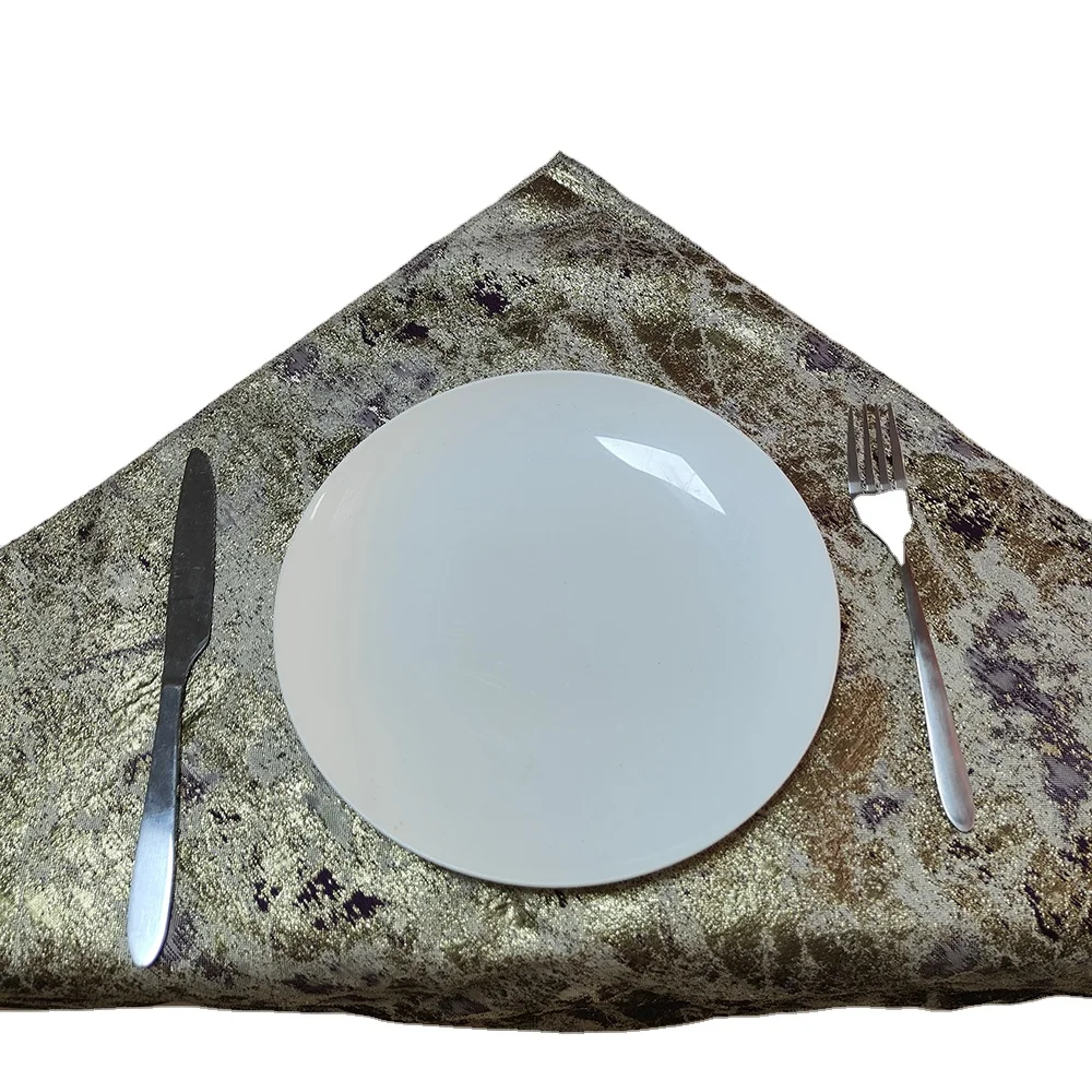 Hot selling custom yarn dyed jacquard gold silk cloth kitchen dinner wedding banquet washable napkin 50 * 50