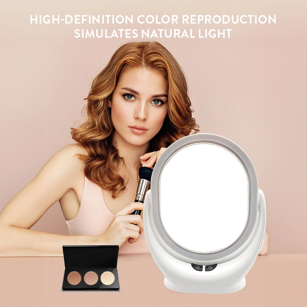 Desktop Portable USB Mini Table Fan with LED Vanity Mirror Household Use Rotatable Beauty Multi-Function Mirror Fan Dormitory