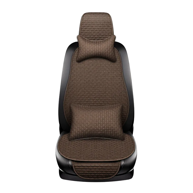 Hot Sales Auto Universal Seat Cushion Linen Backrest Car Interior Cover Protector Mat for All-season Use