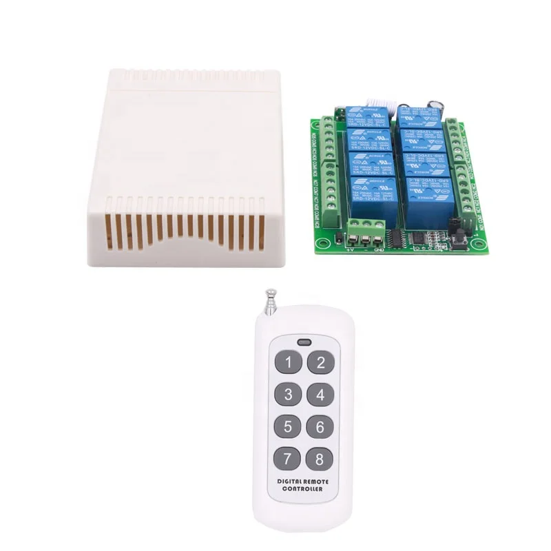 315 433MHz Wireless Universal Remote Control DC 12V 8CH RF Relay Receiver 500 meters Remote control Car Door/garage/motor/Pump