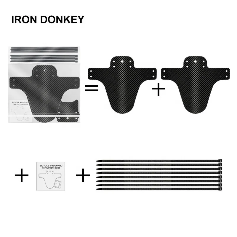 IRONDONKEY PP Black Film Carbon Fiber Car Mudguard Plastic Sheet Mountain Bike MTB Fenders BMX Bicycle Accessories