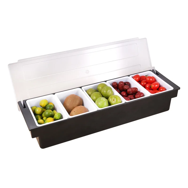 Food grade plastic strips seasoning tray 3/4/5/6 compartments supply container sauce snacks candy rack fruit dispenser