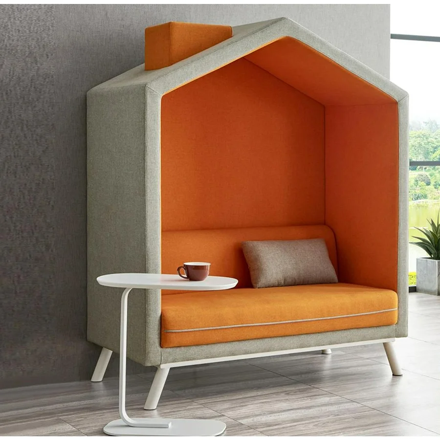 Office Meeting Pod Telephone Booth Chatting Pod Meeting Sofa Fabric Booth Sofa Sound Insulation Coffee Bar
