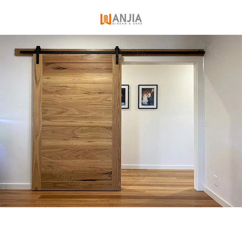Оптовая Продажа с фабрики дверь из массива дерева перегородка для ванной комнаты Современная Внутренняя сарая деревянная