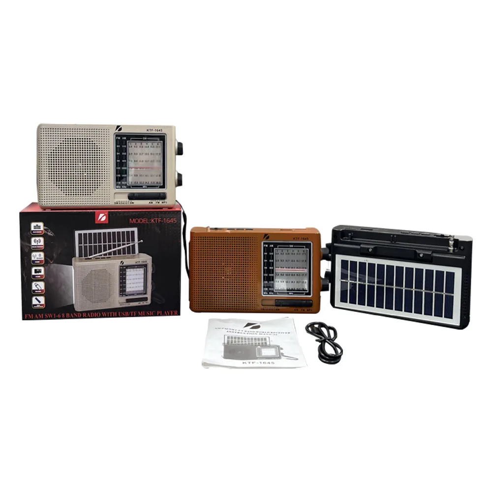 Survival Kit Handfree Renewable Panels Loud Portable Speaker with Solar Lights Emergency Powered Am Fm Sw Radio