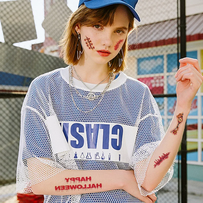 Hot selling Scar Halloween Tattoo Sticker Horror Funny Scar Sticker Waterproof Realistic Tattoo Sticker BG706