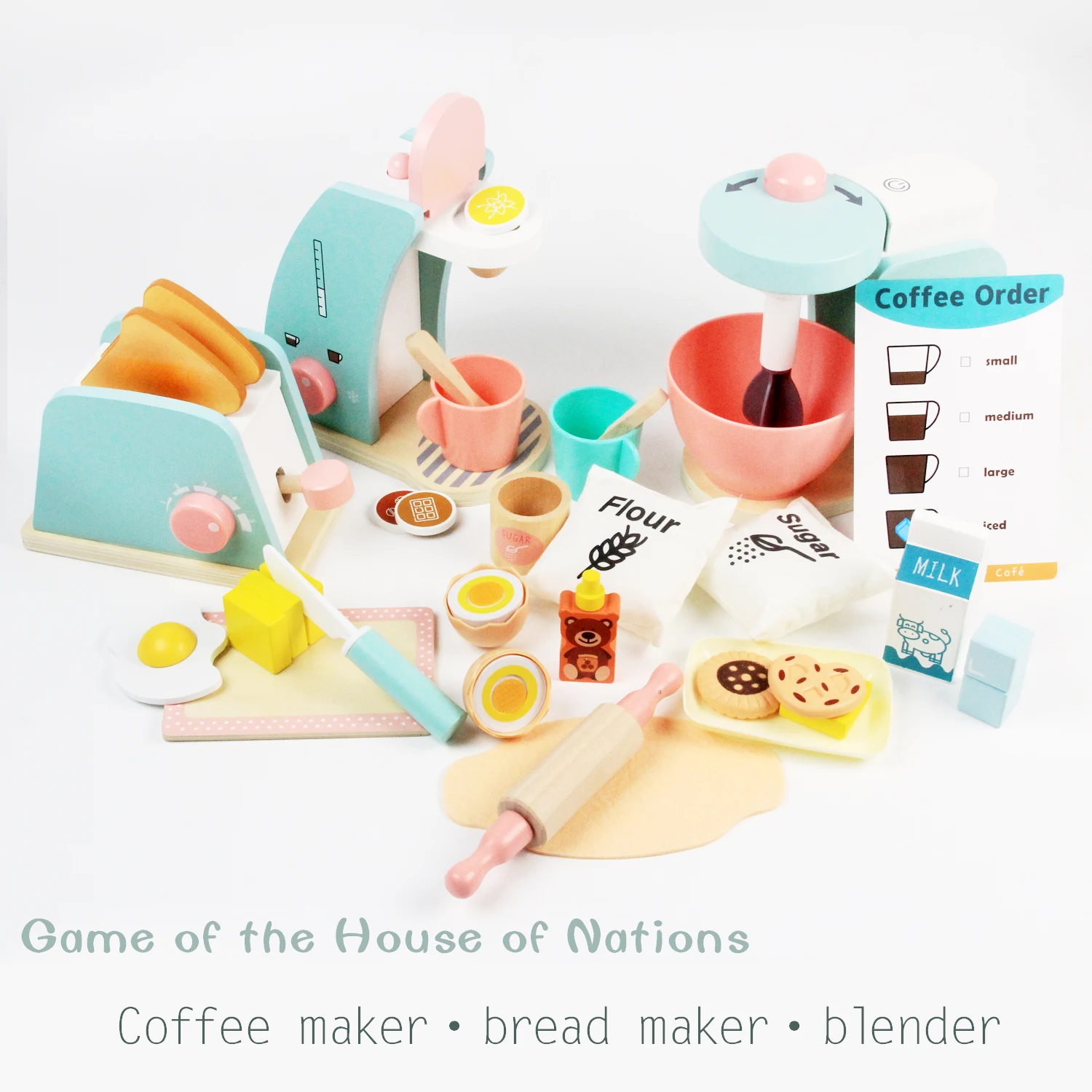 Wooden Bread Maker Toaster Machine Toys for Children 2020 New Design Pretend Play Blue Color Box Zhejiang Unisex 3 Ages+ 10 Kg