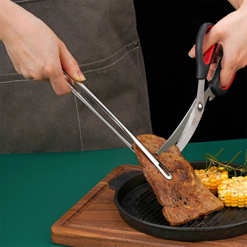 2024 New Creative Kitchen Grill Tong 304 Stainless Steel Barbecue Food Tongs Bread Clip Pastry Clamp BBQ Kitchen Ice cubes Tongs