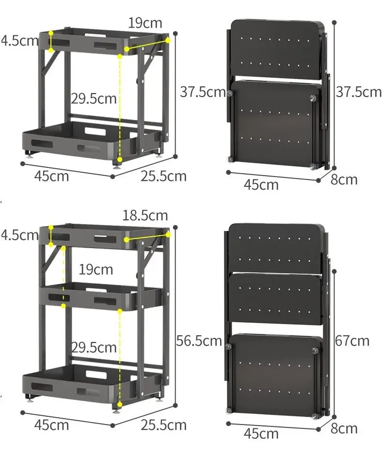 
2 Tier Corner Powder Coated Stainless Steel Wall Mounted Spice Rack Organizer in Black 