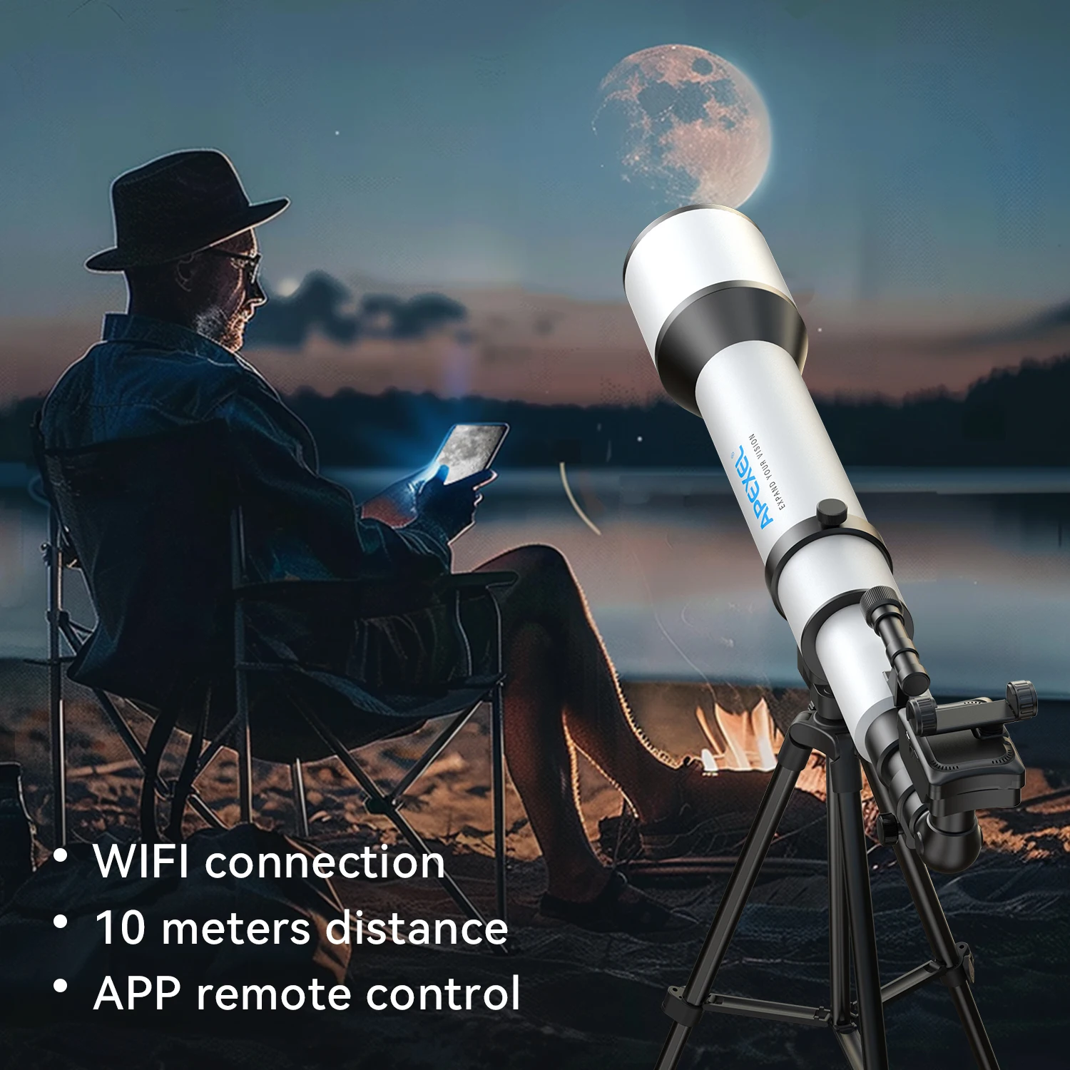 Apexel new Wireless 2K Telescope Camera Capture Stunning Videos and Photos with Electronic 23mm-50mm Eyepiece